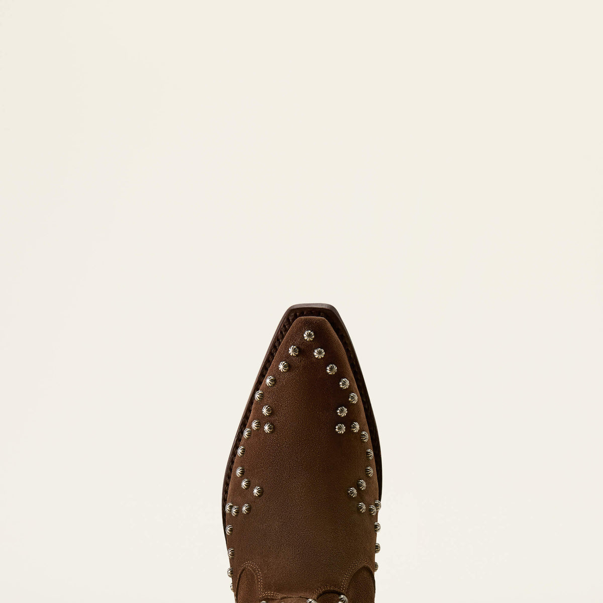 Ariat Siren X Toe Western Boot Walnut Suede allover stud detailing across the toe and vamp rodeo style