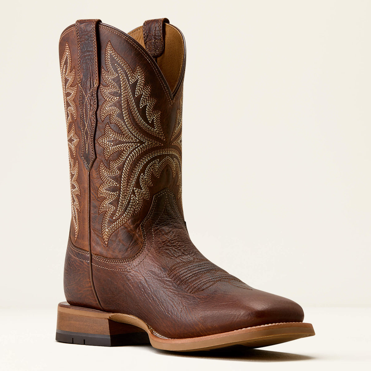 Ariat Mens Walker Wide Square Toe Cowboy Boot premium suede shaft paired with brown leather vamp Park City western clothing