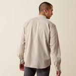 Ariat Mens Retro Handorf Corduroy Fitted Snap Shirt Sand fitted cut through the body with a clean western back yoke and tuckable length ranch wear
