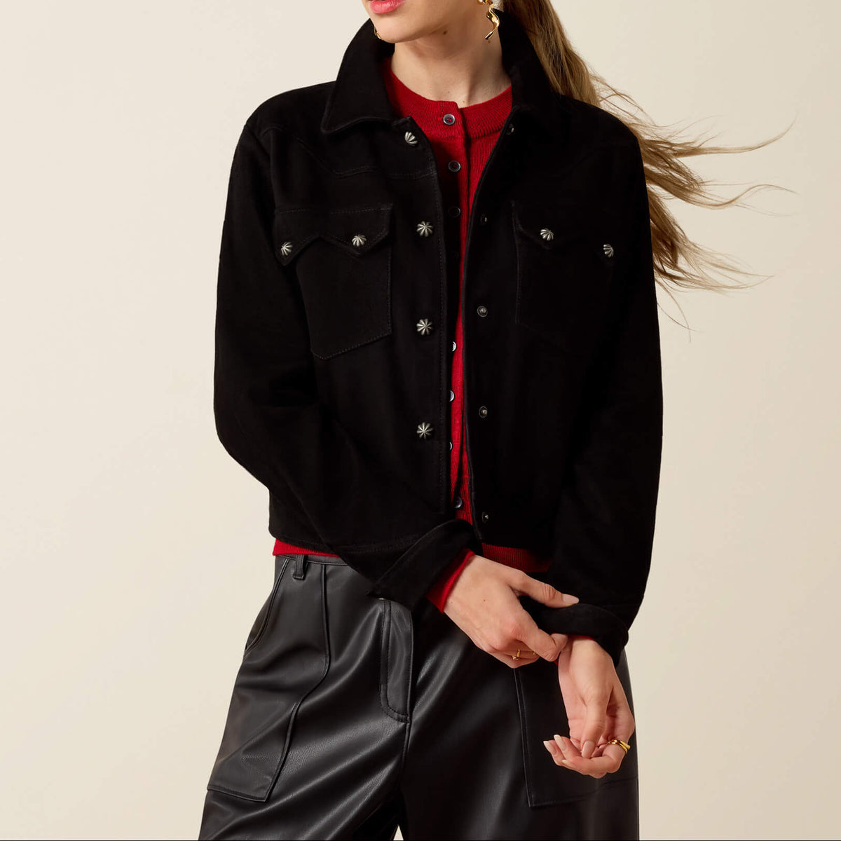 Ariat Badlands Jacket black genuine goat suede western jacket womens western boutique Utah SKU 10080679