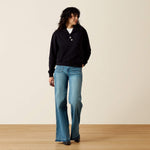 Ariat Womens Butler Pullover Black Southwestern silver and turquoise metal buttons western fashion