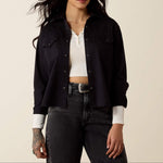 Ariat Midnight Western Snap Shirt solid black cotton long sleeve womens western shirt womens western boutique Utah SKU 10080690