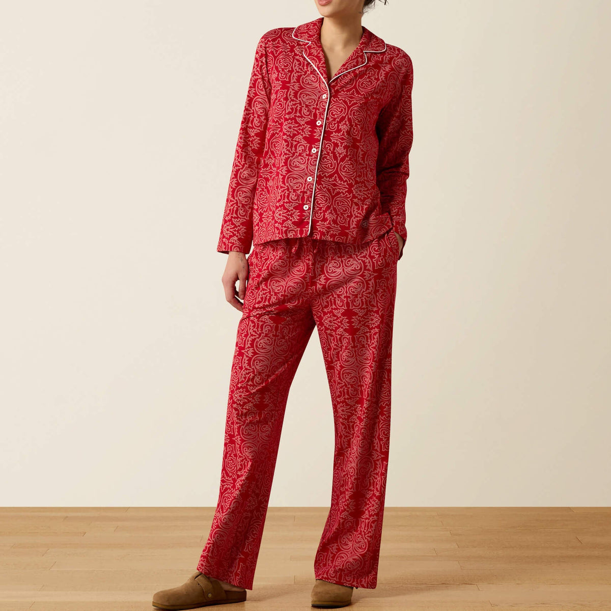 Ariat Dreams Pajama Set red Boot Scootin western print stretch cotton jersey pajamas womens western boutique Utah SKU 10080738