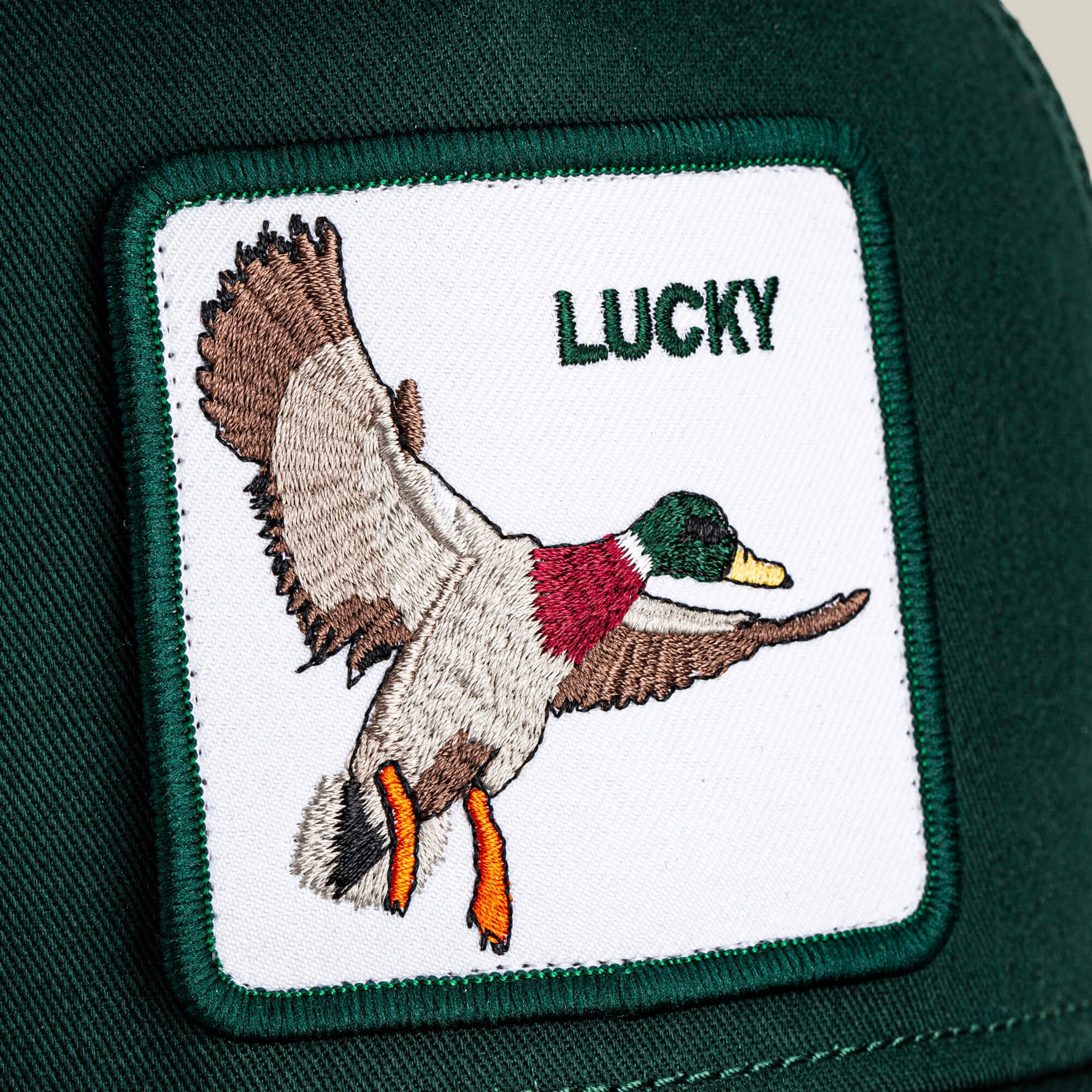 Goorin Bros The Lucky Duck embroidered patch framed clean on the crown with tonal stitching western fashion