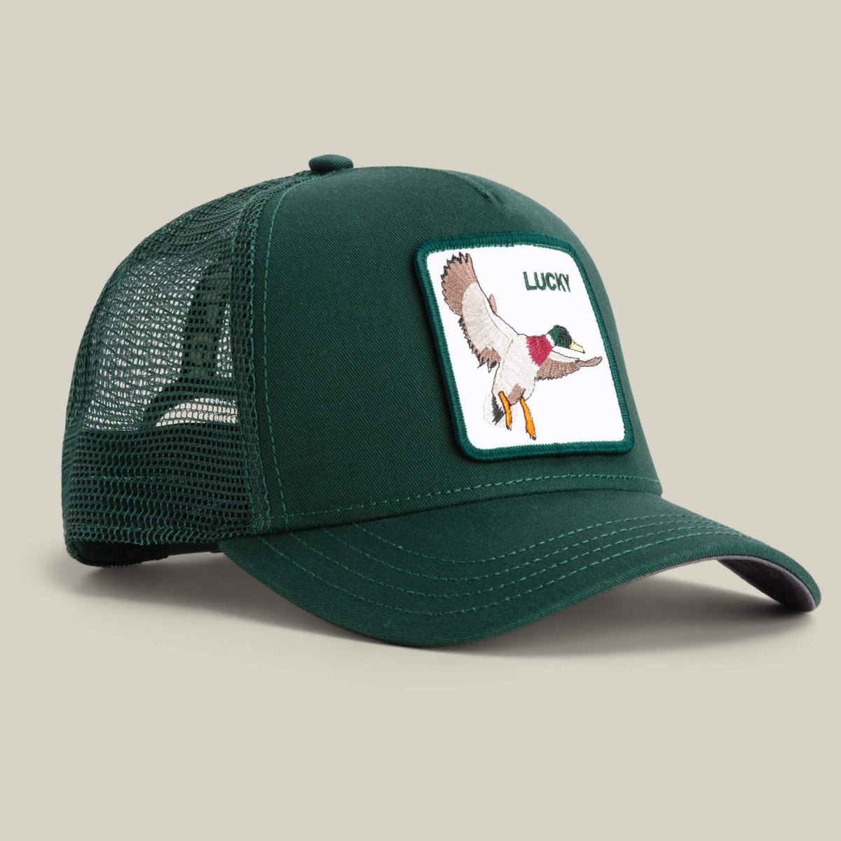 Goorin Bros The Lucky Duck framed patch artwork with clipped edges and clean topstitching ranch wear