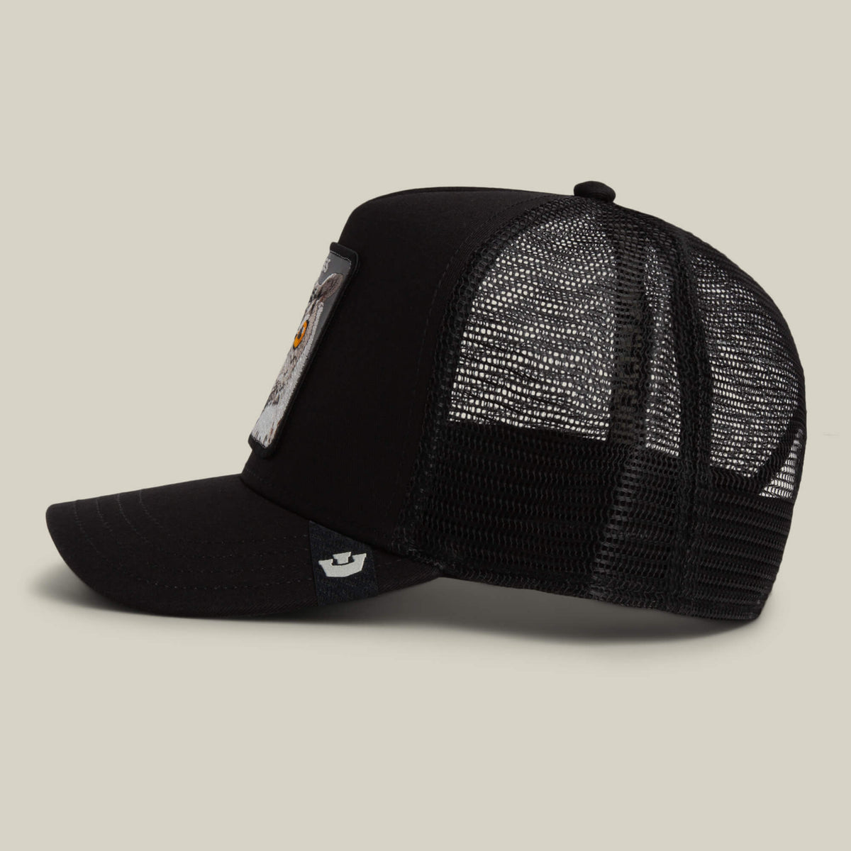 Goorin Bros Wise Ass Trucker black mesh panels through the sides and back for airflow cowboy style