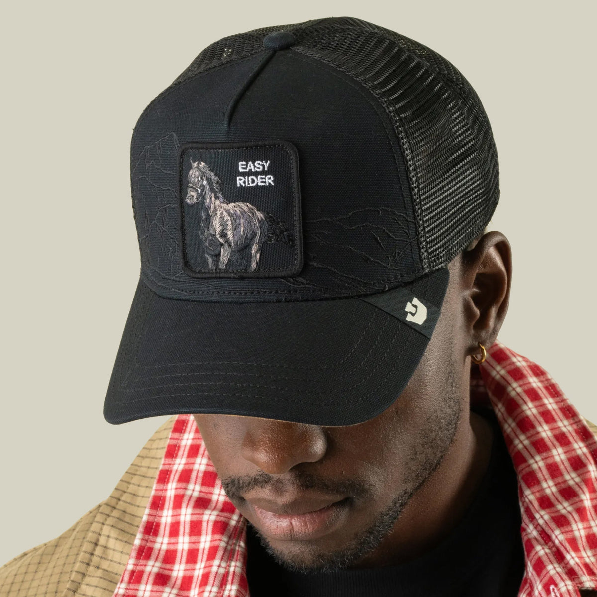 Goorin Bros Badlands Stallion classic trucker silhouette with a structured front and precurved brim cowgirl style
