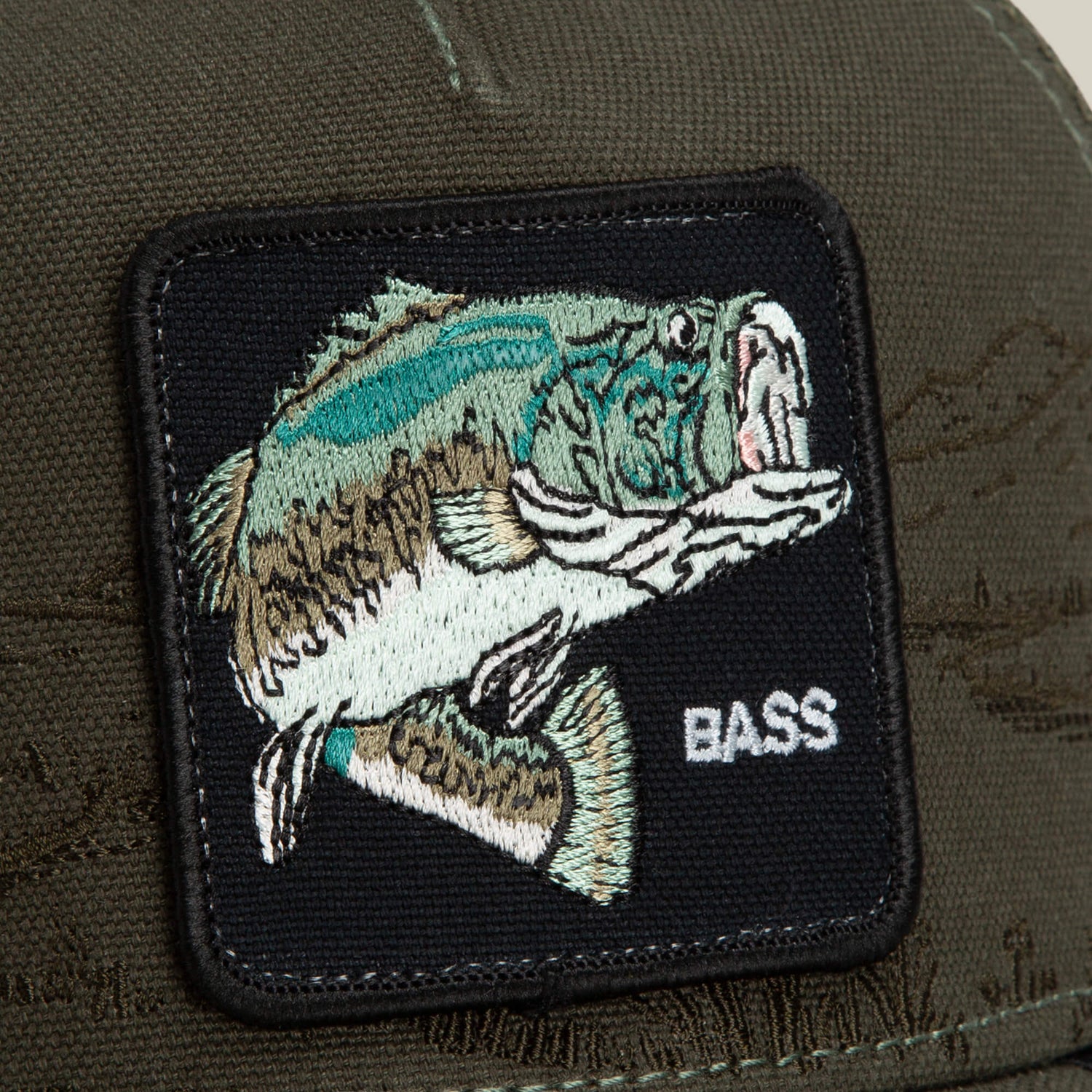 Goorin Bros Badlands Bass embroidered patch framed clean on the crown with tonal stitching western fashion