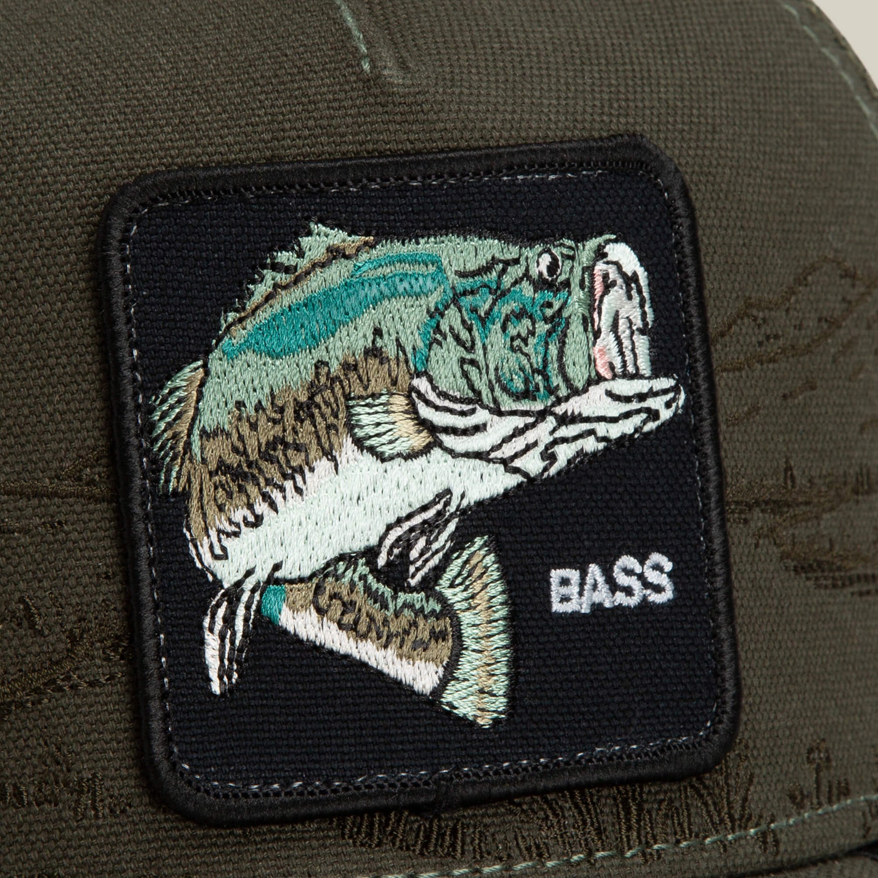 Goorin Bros Badlands Bass embroidered patch framed clean on the crown with tonal stitching western fashion