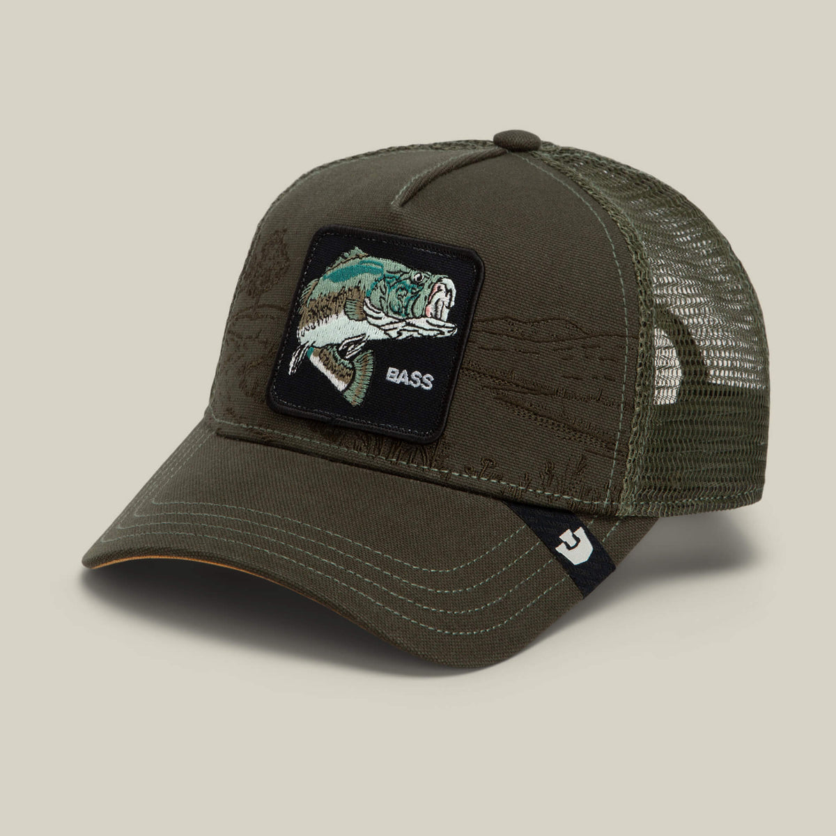 Goorin Bros Badlands Bass classic trucker silhouette with a structured front and precurved brim cowgirl style