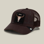 Goorin Bros Badlands Skull classic trucker silhouette with a structured front and precurved brim cowgirl style
