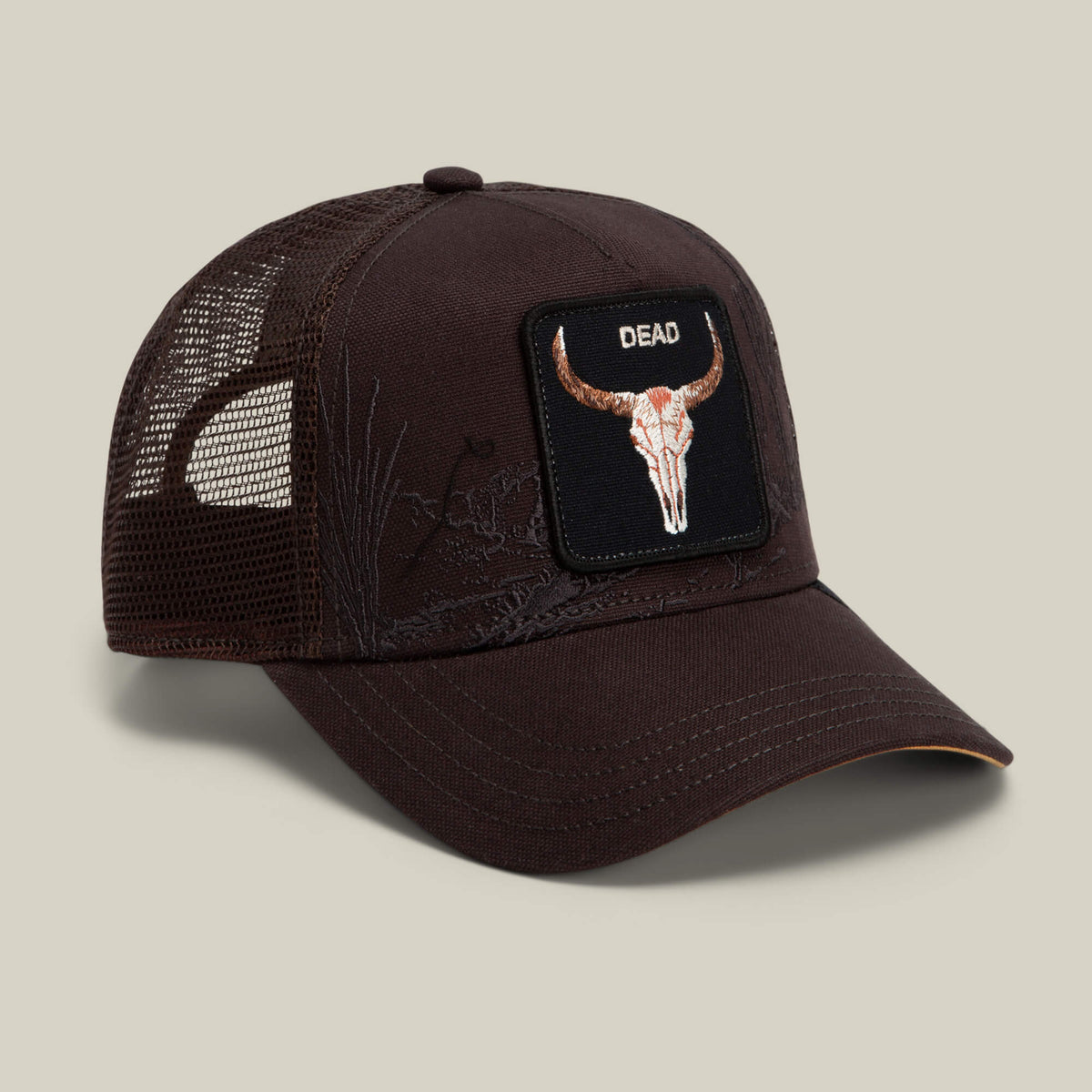 Goorin Bros Badlands Skull polyester and cotton blend front that holds its shape through long wear ranch wear