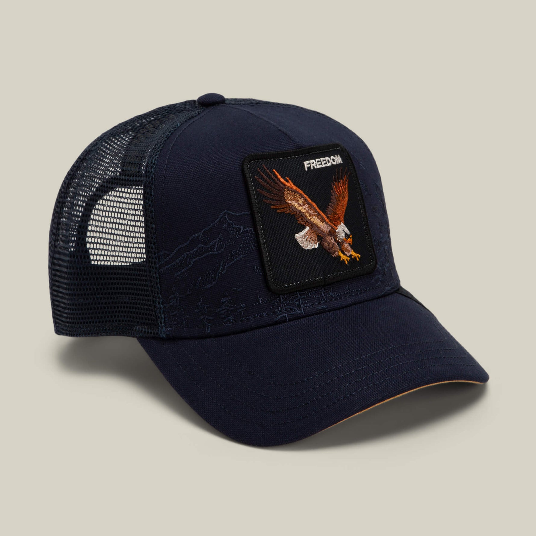 Goorin Bros Badlands Eagle polyester and cotton blend front that holds its shape through long wear ranch wear