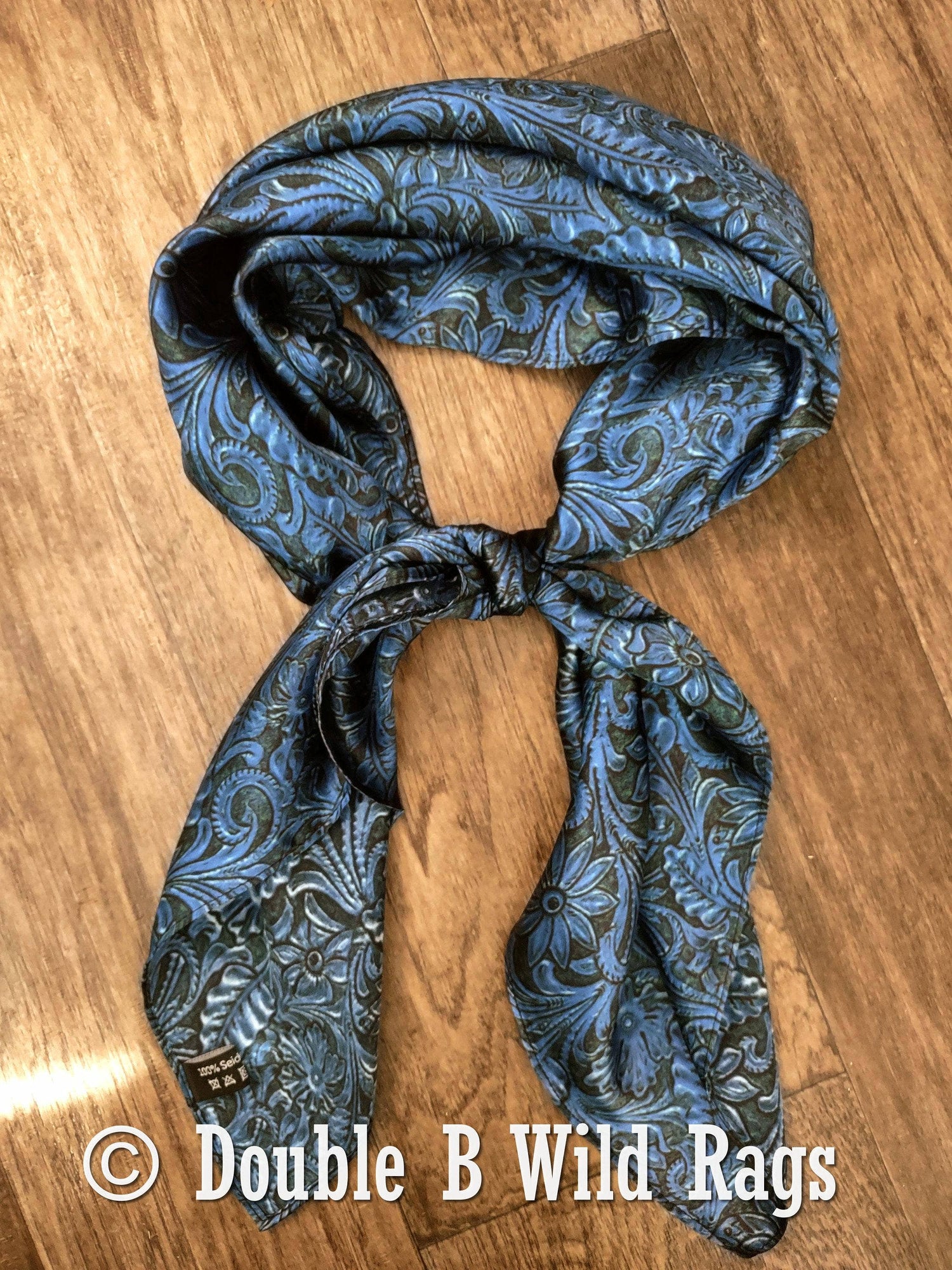 Wild Rag 100% Silk Royal Blue Tooled