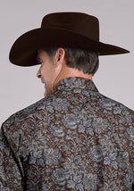 Stetson Mens Brown Snap Paisley Shirt order at boltranchstore.com