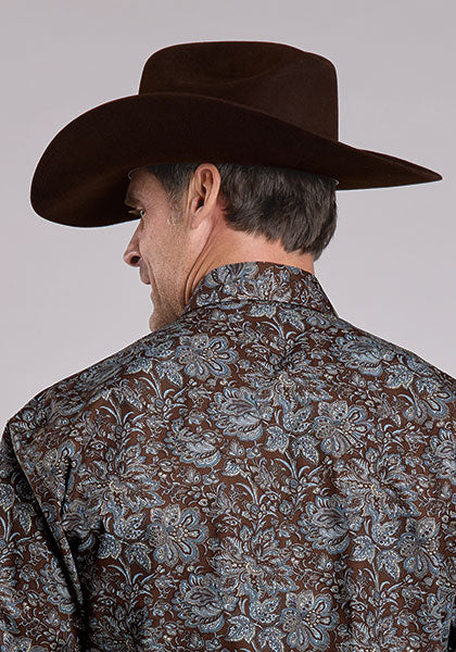 Stetson Mens Brown Snap Paisley Shirt order at boltranchstore.com