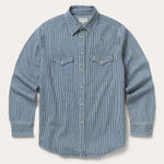 Stetson Denim Stripe Western Shirt stonewash railroad stripe cotton denim mens western shirt ranch wear Utah SKU 1100104656098BU