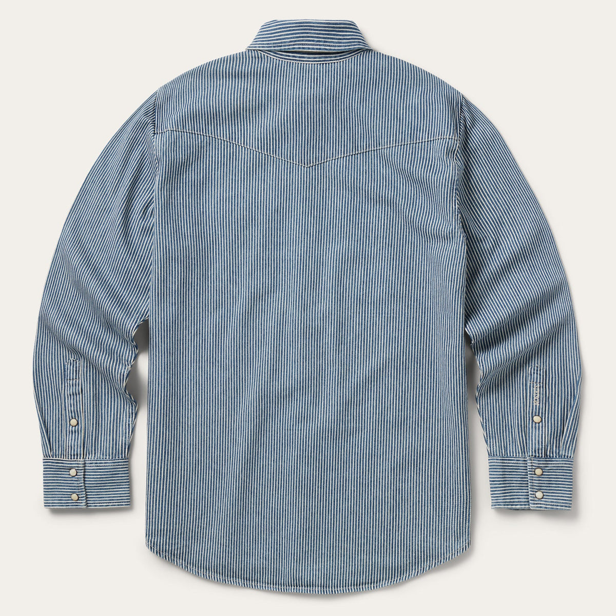 Stetson Denim Stripe Western Shirt one point curved back yoke with garment washed softness
