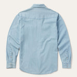 Stetson Chambray Oxford Western Shirt Blue two snap cuffs on soft chambray sleeves rodeo ready