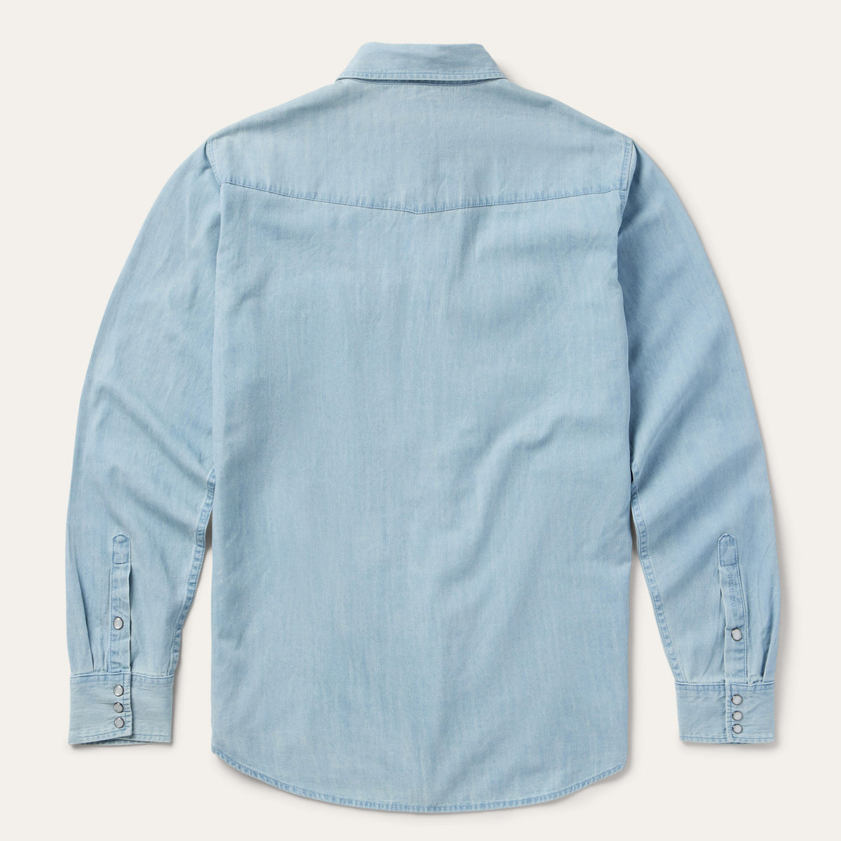 Stetson Chambray Oxford Western Shirt Blue two snap cuffs on soft chambray sleeves rodeo ready