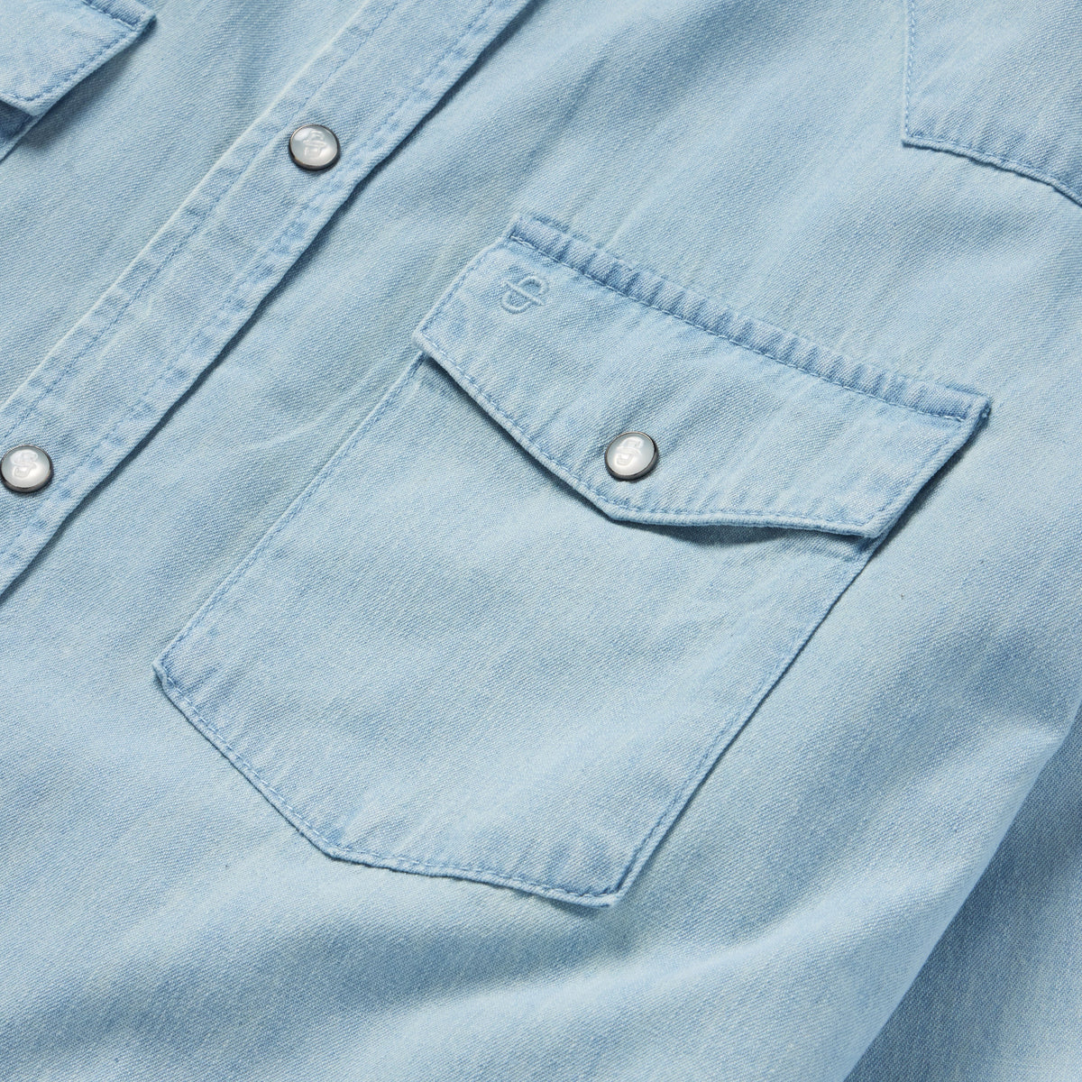 Stetson Chambray Oxford Western Shirt Blue shorter hem made to wear tucked or untucked everyday ranch wear