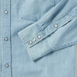 Stetson Chambray Oxford Western Shirt Blue lightweight blue shirt for layering under a vest or jacket cowboy