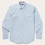 Stetson Two Stripe Check Western Shirt at boltranchstore.com mens button up pearl snap blue and white western shirt rodeo shirt 