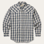Stetson Flannel Plaid Western Shirt Blue blue plaid brushed cotton flannel western shirt with pearl snaps mens western clothing Utah SKU 1100104786092BU