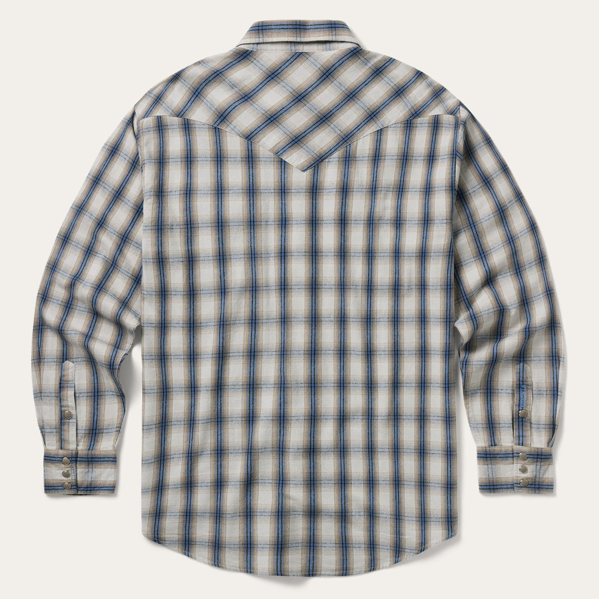 Stetson Flannel Plaid Western Shirt Blue classic fit with a longer hem that stays tucked while riding ranch wear