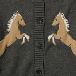 Horse Cardigan southwestern designs running down each sleeve layering knit for rodeo and ranch wear Utah