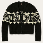 Stetson Southwest Cardigan black wool blend knit cardigan with Southwestern stripe womens western boutique Utah SKU 1102705397056BL