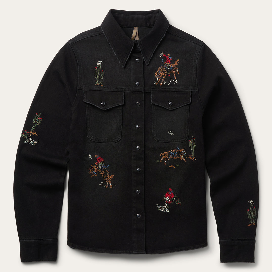 Stetson Womens Embroidered Black Denim Shirt womens rodeo shirt embroidered at boltranchstore.com