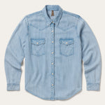 Stetson Light Denim Western Shirt light wash lyocell denim snap shirt womens western boutique Utah SKU 1105005657058BU