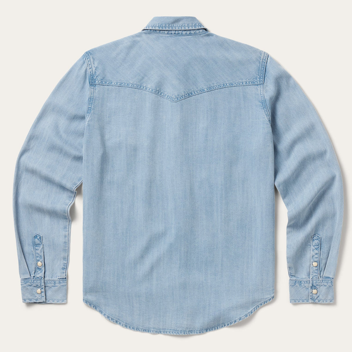 Stetson Light Denim Western Shirt classic long sleeve western cut with single snap cuffs