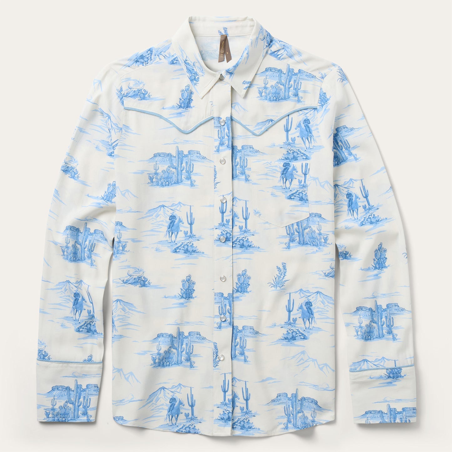 11-050-0590-5014-WH_White_1Stetson Womens Indigo Trail Print Shirt at boltranchstore.com western shirt free shipping horse button up pearl snap shirt