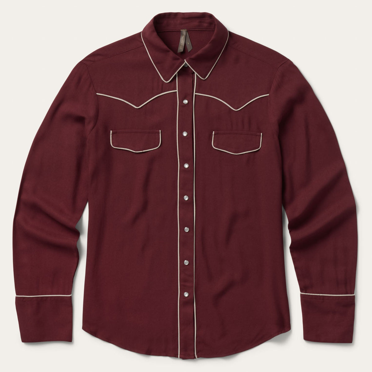 Stetson Twill Western Shirt Wine wine rayon twill western blouse with retro piping womens western boutique Utah SKU 1105005927040WI