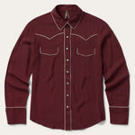 Stetson Twill Western Shirt Wine wine rayon twill western blouse with retro piping womens western boutique Utah SKU 1105005927040WI