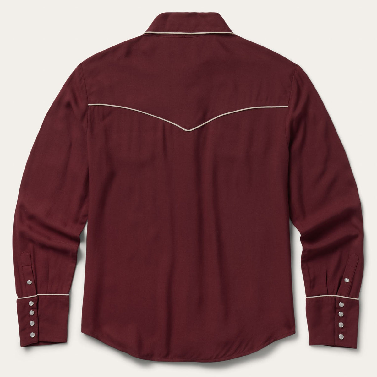 Stetson Twill Western Shirt Wine faux pocket flaps with piped edges Park City