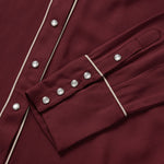 Stetson Twill Western Shirt Wine piped front placket with snap closure womens western clothing