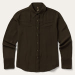 Stetson Twill Western Shirt dark brown rayon twill western blouse womens western boutique Utah SKU 1105005927051BR