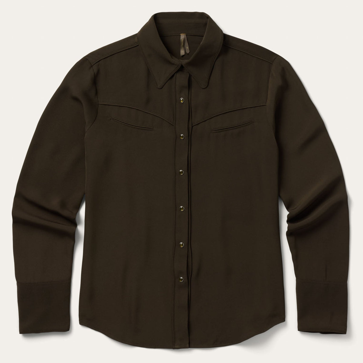 Stetson Twill Western Shirt dark brown rayon twill western blouse womens western boutique Utah SKU 1105005927051BR