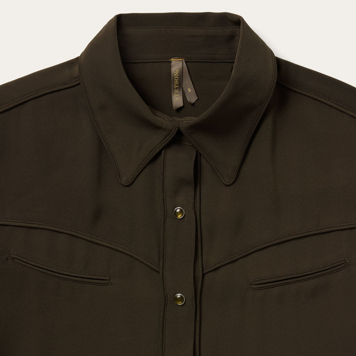 Stetson Twill Western Shirt contrast piping on curved front yokes and faux pocket flaps