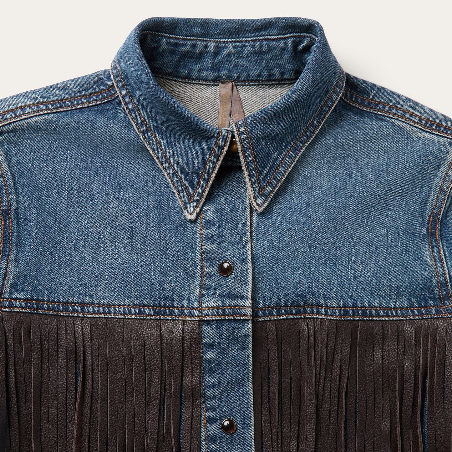 Stetson Leather Fringe Denim Shirt