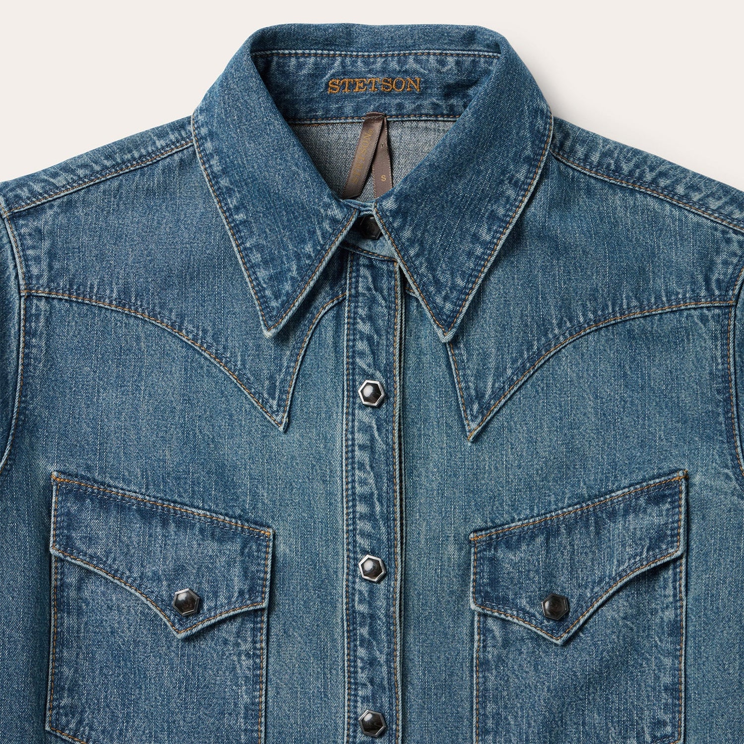 Stetson Chocolate Snap Western Womens Denim Shirt
