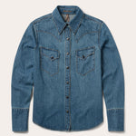 11-050-0594-9363-BU_Stetson Chocolate Snap Western Womens Denim Shirt womens cowgirl denim shirt free shipping Boltranchstore.com