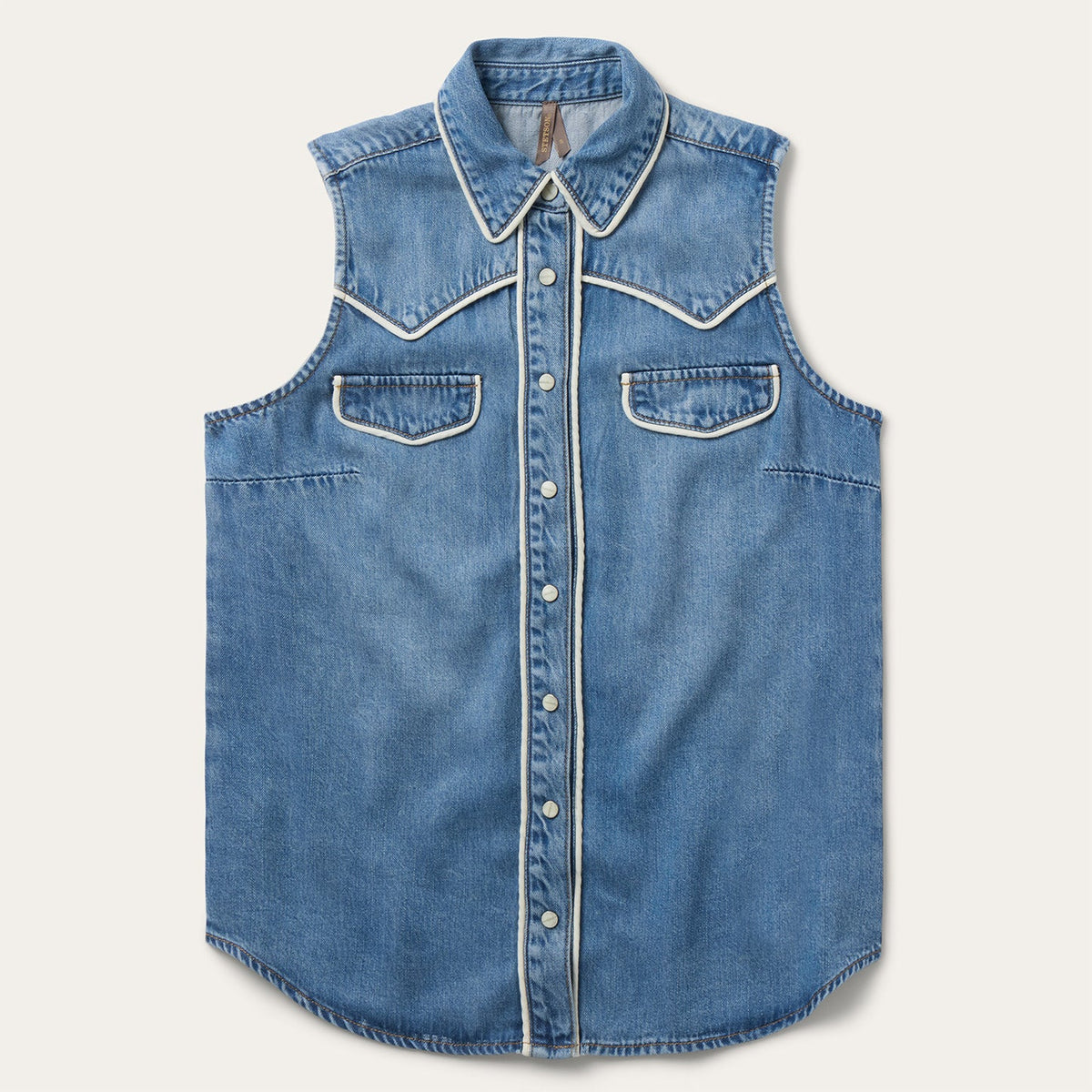 Stetson Womens Sleeveless Blouse 11-052-0565-3013 denim western top Boltranchstore.com Free Shipping womens western fashion summer outfit 