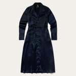 Stetson Satin Western Dress navy satin western dress with chocolate brown piping womens western boutique Utah SKU 1105705397006BU