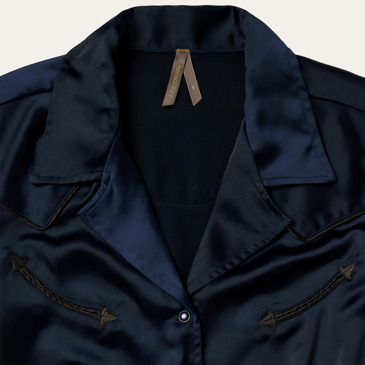 Stetson Satin Western Dress open notch collar with full snap front placket