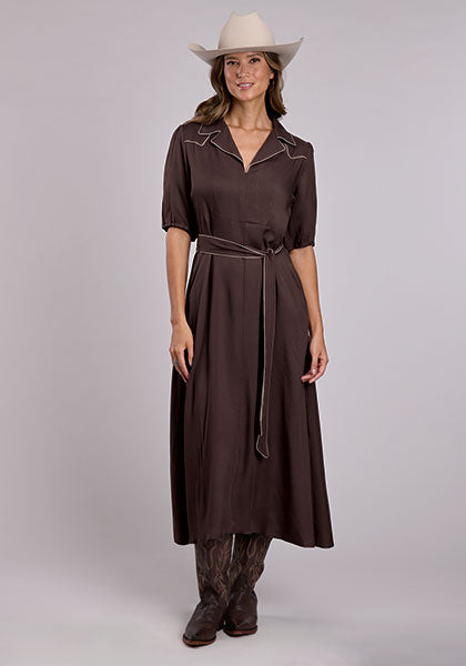Stetson Brown Rayon Crepe Dress