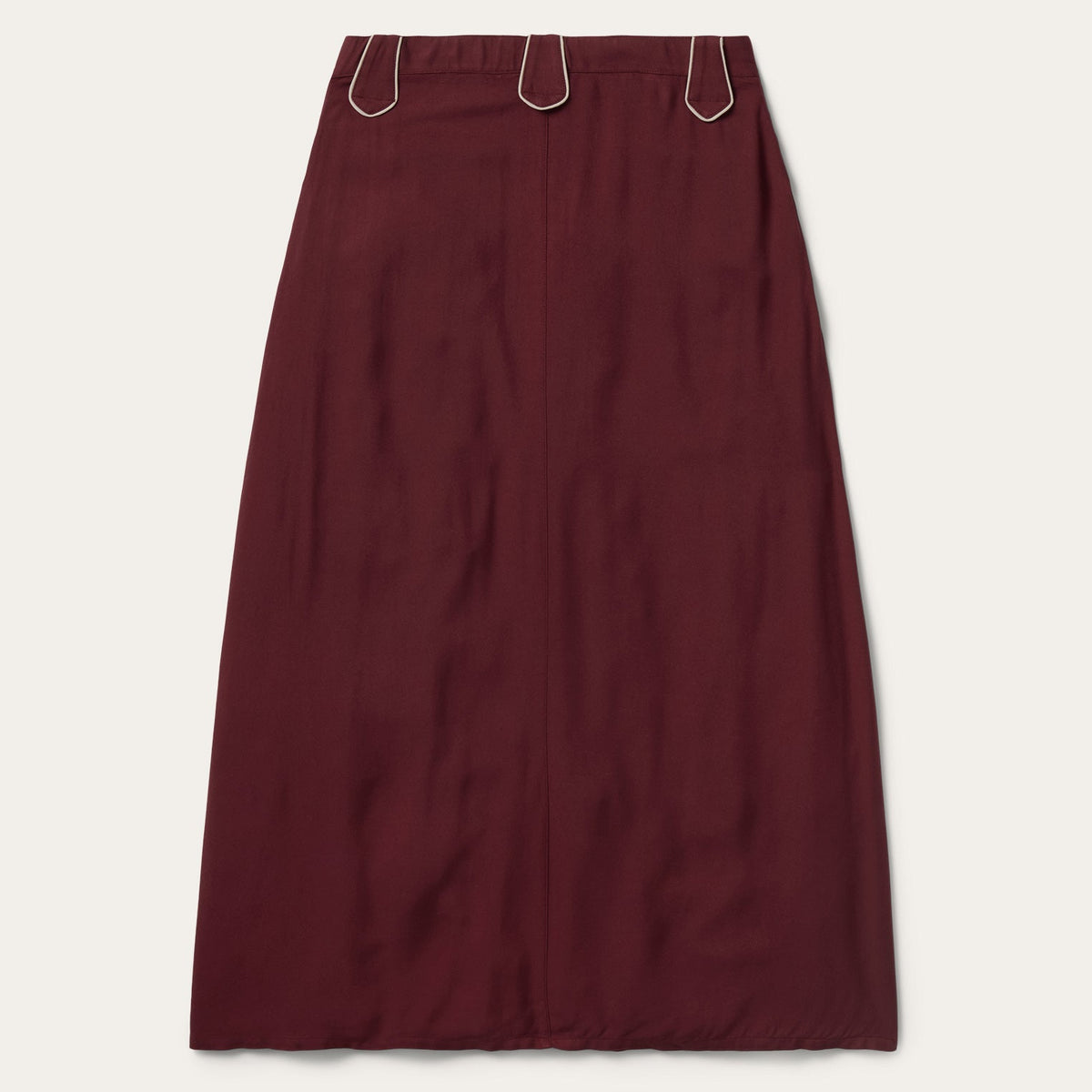Stetson Twill Western Skirt Wine rivet accents at the base of the pockets rodeo